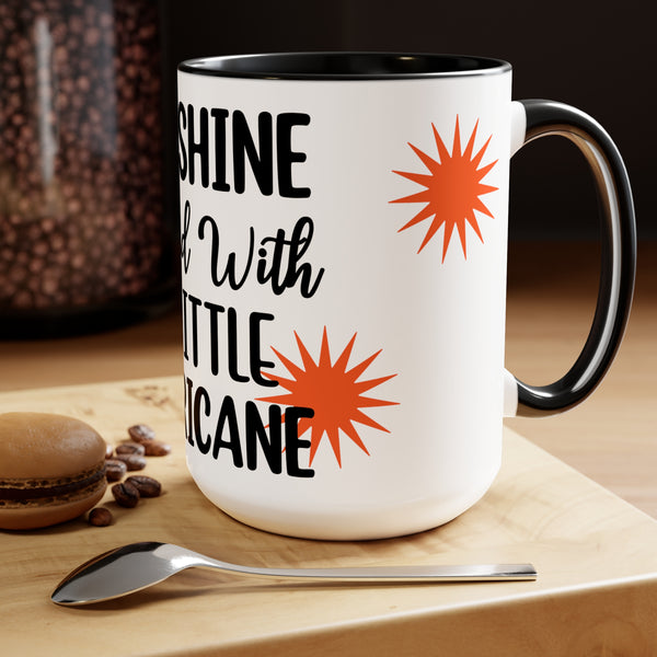 "Sunshine Mixed With A Little Hurricane" Mother's Day Two-Tone Coffee Mugs Cup, 15oz