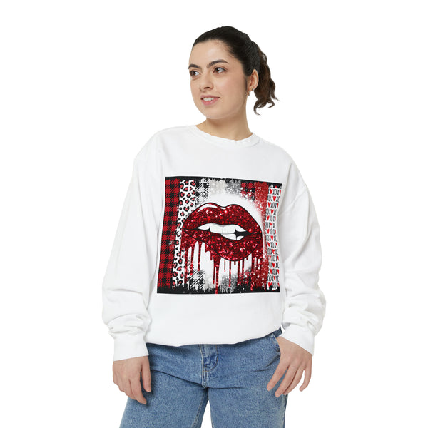 Red Lips Unisex Garment-Dyed Sweatshirt