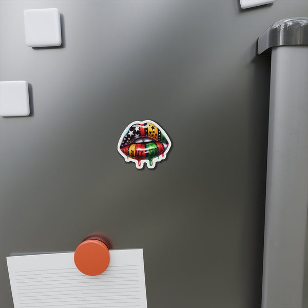 Black History Juneteenth Dripping Lips Die-Cut Magnets