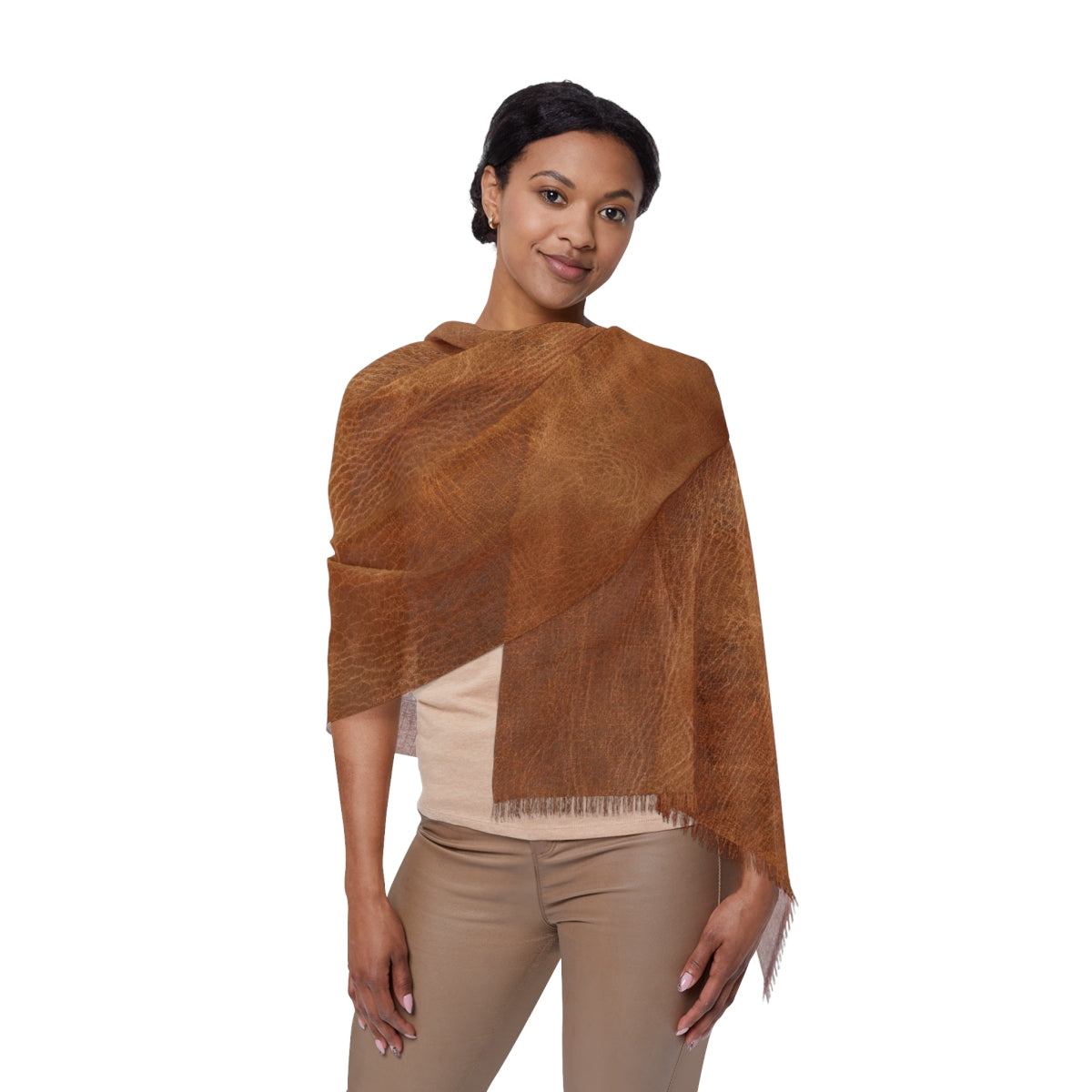 Faux Light Brown Leather Light Woman Scarf