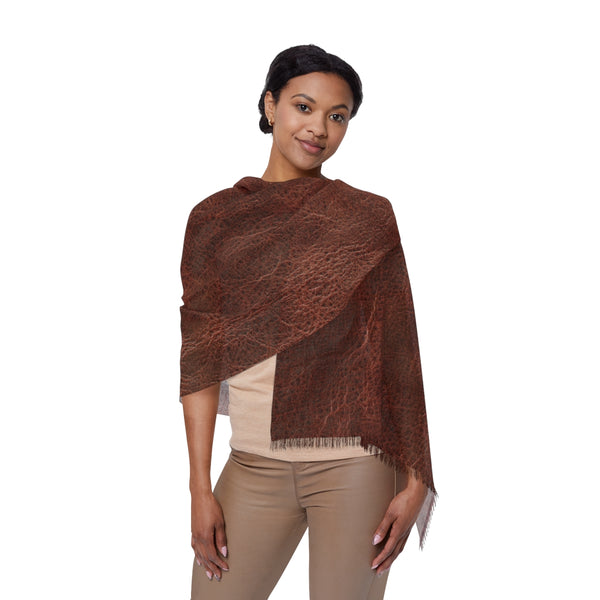 Faux Brown Leather Light Woman Scarf