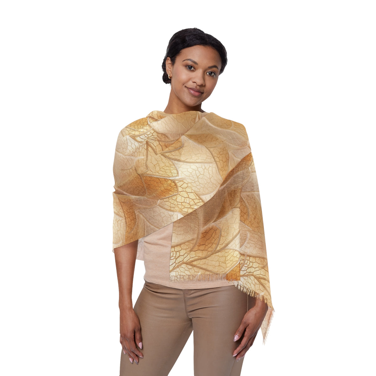 Gold Leaf Light Woman Scarf