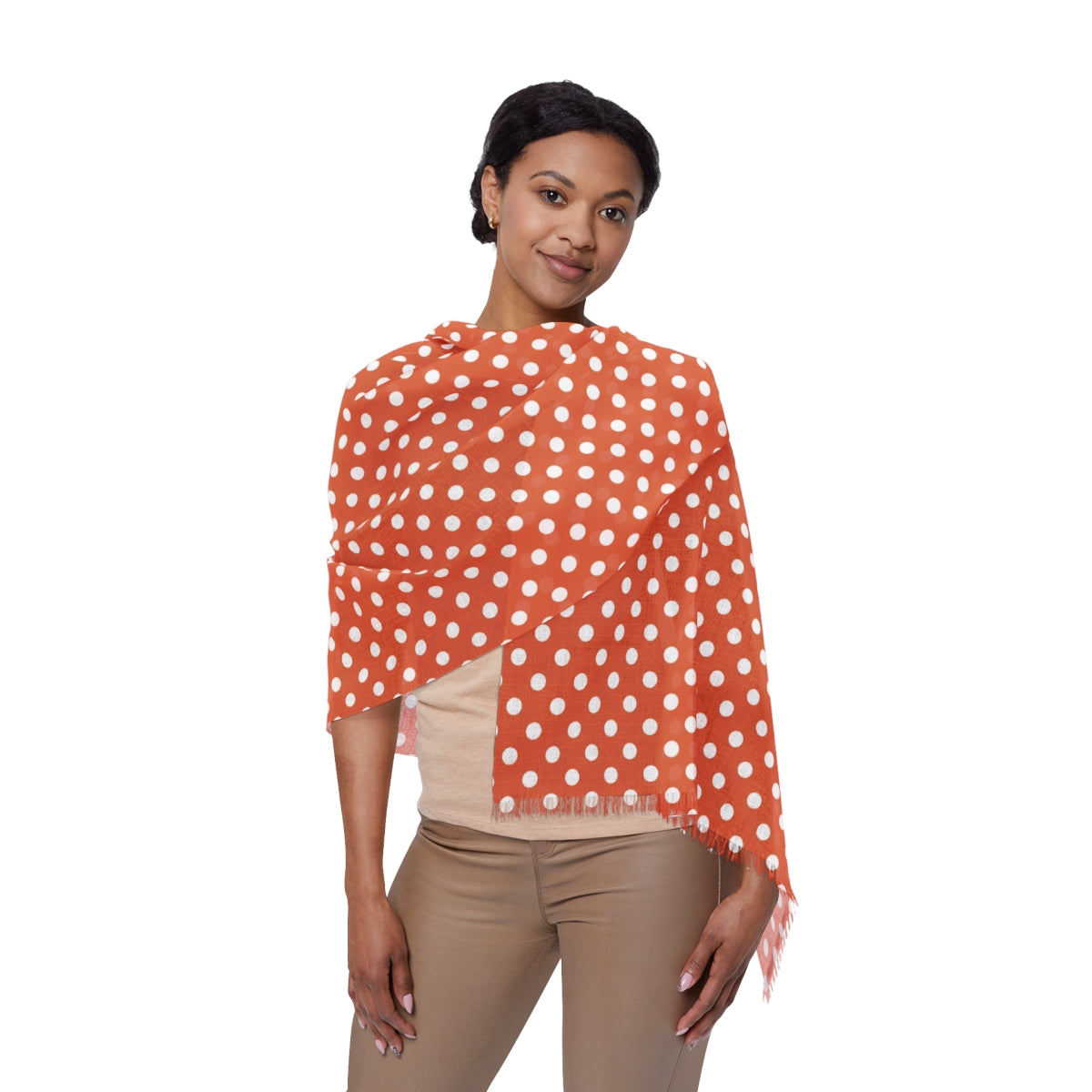 Orange Polka Dot Light Scarf