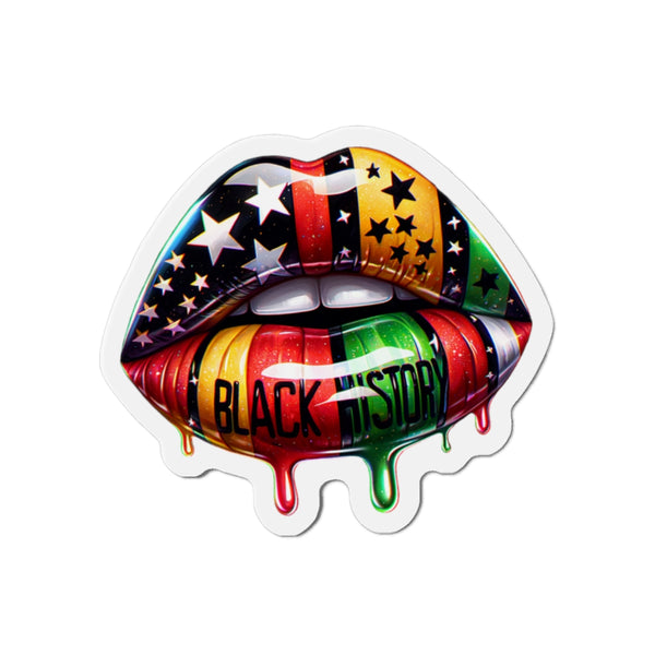 Black History Juneteenth Dripping Lips Die-Cut Magnets