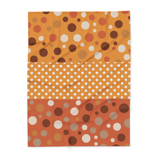 Large Warm Color Polka Dots Arctic Fleece Throw Blanket