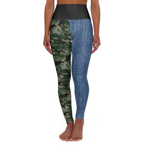 Denim Camo Two Tone High Waisted Yoga Leggings