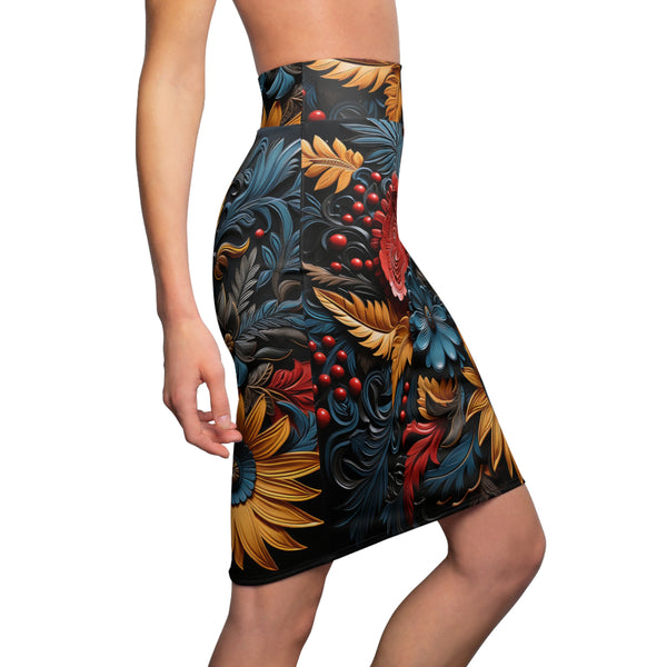 3D Flowers Women's Pencil Skirt