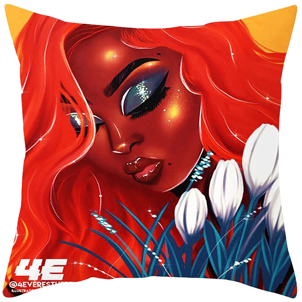 Black and Beautiful Woman Throw Pillow Cover Pillowcase