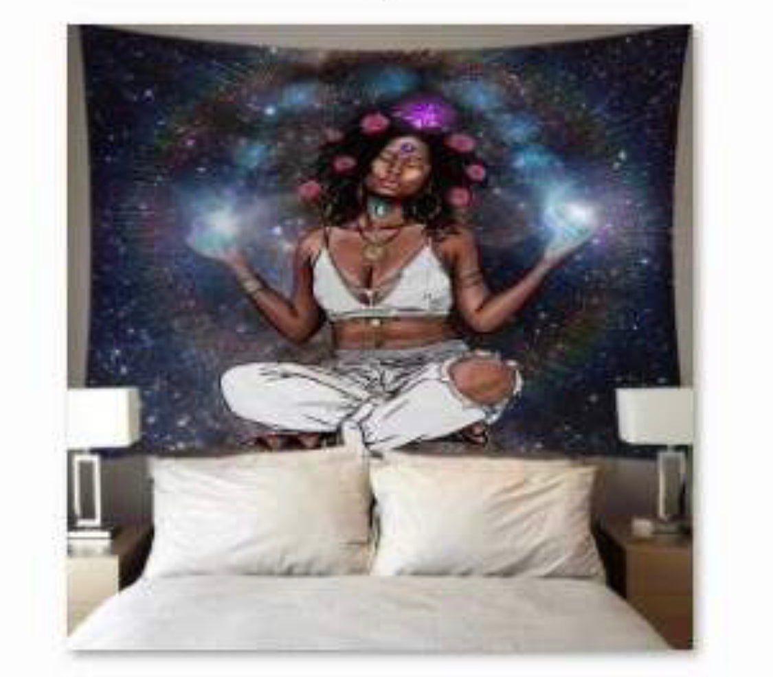 Black Girl Peace and Serenity Tapestry