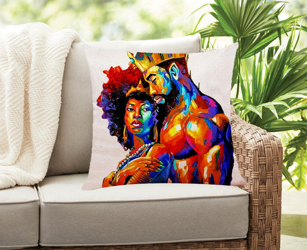 Iridescent King & Queen throw pillow cover